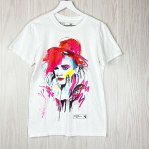 Boy George Women's Multicolor Drawn Portrait Short Sleeve T-Shirt Small
